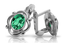 Rare Unique Russian style Vintage 925 Silver emerald earrings vec033s