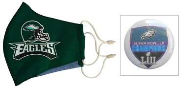 Philadelphia Eagles   Adjustable - Face Mask & Superbowl Gift Button - Image 1 of 4
