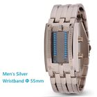 Stainless Steel Blue LED Binary Watch Modern Design Precise Quartz Movement