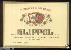 Etiqueta De Vino - Vino De Alsacia KLIPFEL ..... (160) - Imagen 1 de 1