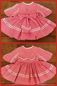 Vintage MARTHAS MINIATURE Dress We’re Fussy Lace Red Full Circle w/ BELL; 1950s - Picture 1 of 12