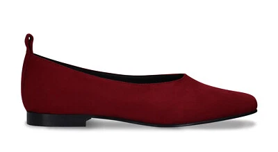 Ballerines véganes chaussures pour femme talon plat effet daim doublé bordeaux - Photo 1/4