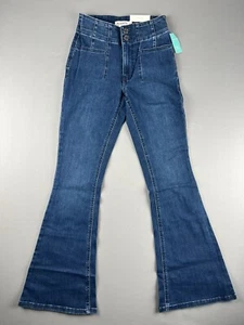 M Jeans by Maurices Womens High Rise Flare Stretch 0 Short Blue Denim NWT - Picture 1 of 15