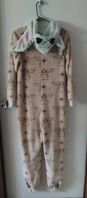 Pijama con capucha Star War Mandalorian Grogs Baby Yoda 1 pieza cremallera, sin patas Foto 1 de 2