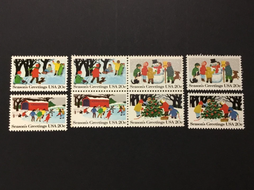 old stamps  USA  x  8  CHRISTMAS  1982  MNH - Image 1 of 1
