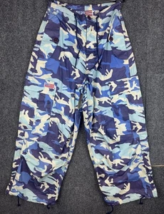 Vintage UFO blau Camouflage weites Bein Hose Größe XXXS 26x26 90er Y2k Rave - Bild 1 von 10