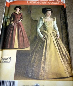 *BELLISSIMO COSTUME ELISABETTIANO VINTAGE modello da cucire rinascimentale 6-8-10-12 UC - Foto 1 di 2