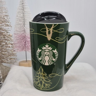 Taza de café Starbucks Navidad 2020 Green Swirl 14 OZ de altura logotipo de sirena/tapa Foto 1 de 4