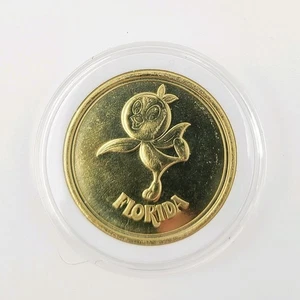 *Orange Bird Coin* Walt Disney World Parks Golden Color Metal Medallion Florida - Picture 1 of 3