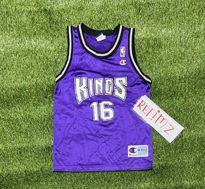 Camiseta deportiva púrpura de baloncesto Sacramento Kings Champion Stojakovic #16 niño m rara Foto 1 de 3