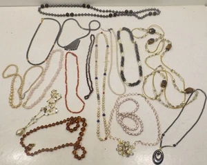 Colección 16 cadenas de piedras preciosas - ámbar, hematita, perla, coral, granada, ojo de tigre - Imagen 1 de 6