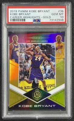 KOBE BRYANT PSA 10 2019 PANINI BALONCESTO #36 DESTACADOS DE LA CARRERA ORO PRIZM 1/8 Foto 1 de 2