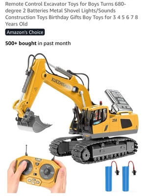Remote Control Excavator, Toys for Boys Age 6-12, Rechargeable 2.4ghZ  11 CH RC - Image 1 of 4