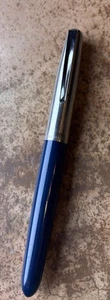 Vintage Parker 21 Fountain Pen Navy Blue Barrel Stainless Steel Cap - Picture 1 of 7