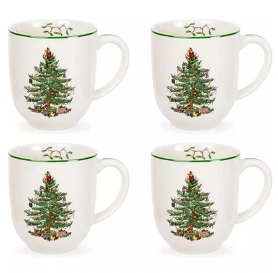 Spode Christmas Tree Cafe Mug Set of 4 - Image 1 of 3