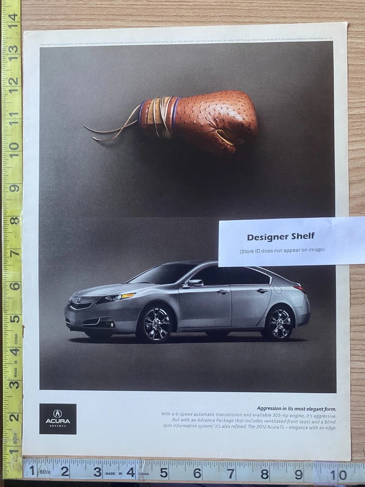 Acura TL Plata 2012 Guante de Boxeo Escena Revista Anuncio Foto 1 de 1