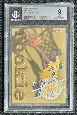 1996-97 Hoops Kobe Bryant RC Rookie Rookies #3, Graded BGS 9 Mint, Lakers - Image 1 of 2
