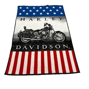 Biederlack Harley Davidson Throw Blanket 60” x 50”Long Bike American Flag USA - Picture 1 of 2