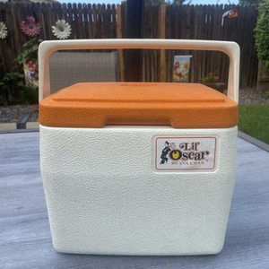 1982 Coleman Lil' Oscar #5272 Personal Mini Ice Chest Cooler Orange & White - Picture 1 of 8