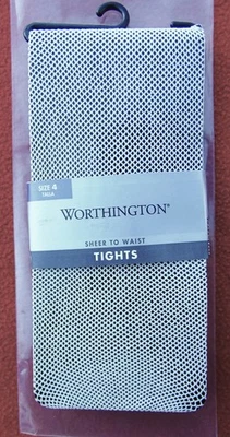 MALLAS WORTHINGTON TRANSPARENTES HASTA LA CINTURA ~ BLANCAS ~ COSTO $10 ~ TALLA: 4 ~ J.C. PENNEY ~ DD Foto 1 de 4