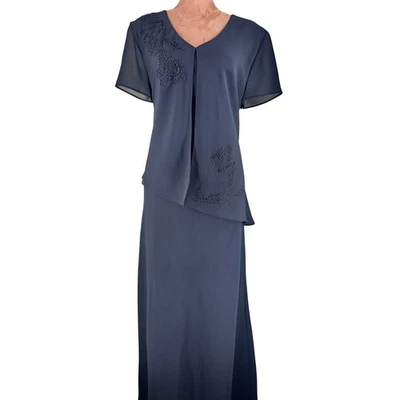 Vestido midi Positive Attitude negro con cuentas para mujer 14 superposición transparente elegante usado en excelente estado Foto 1 de 4