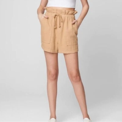 Women’s BLANK NYC Paper Bag Canvas Shorts Size Medium NWT Tan Brown Casual - Image 1 of 4