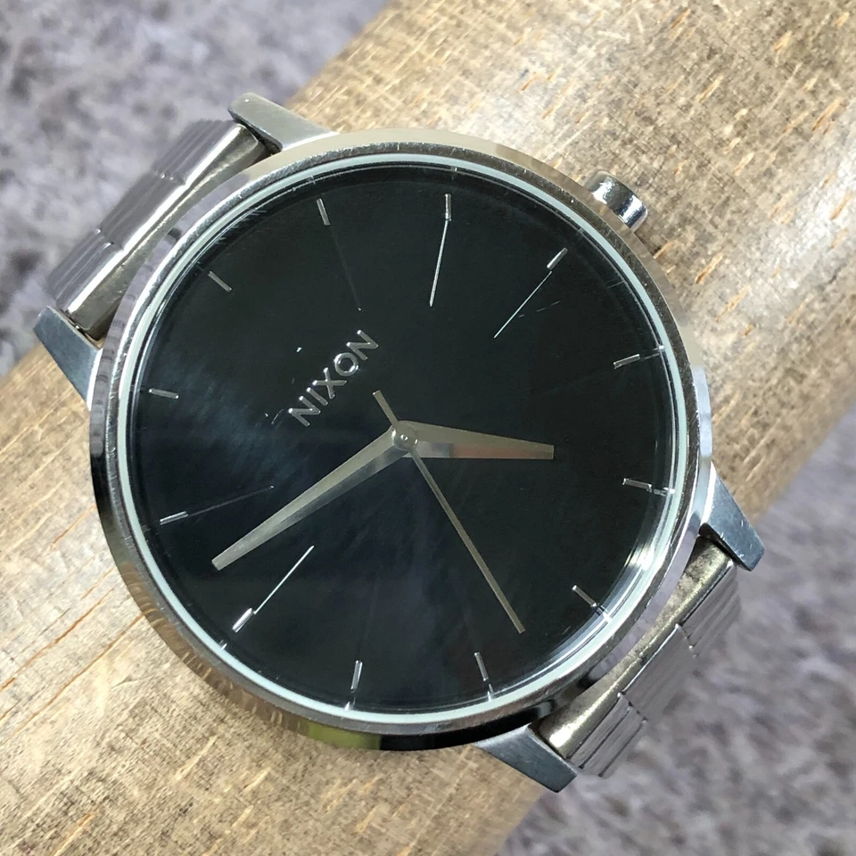 Женские модные кварцевые часы Nixon Kensington черный циферблат серебристые 37 мм 6 3/4 дюйма - Изображение 1 из 4