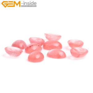 Oval Cherry Quartz Crystal Stone CAB Cabochon Beads For Jewelry Ring Making 5Pcs