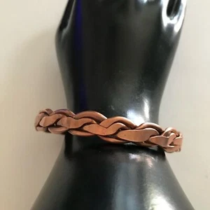 Brazalete brazalete de cobre trenzado plano artesanal - Imagen 1 de 3