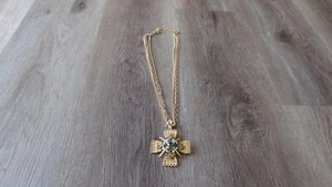 COLLAR CRUZ DIAMANTES DE IMITACIÓN ART 3 HILOS COLECCIONABLE CADENA 22 PULGADAS - Imagen 1 de 2