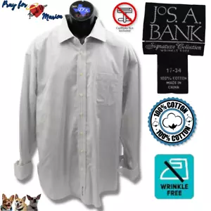 Jos A Bank 17-34 Signature Collection Wrinkle-Free Spread Collar Tailored Fit - Picture 1 of 9