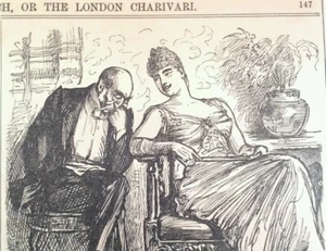 Punch Dibujos Animados Años 1800 Antiguo Original Raro Muy Buen Estado Grabado Moda Romance Encantadora Dama - Imagen 1 de 4