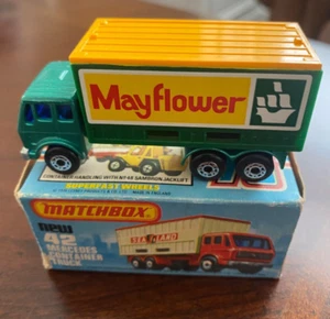 Matchbox Lesney Superfast Mercedes Container Truck Green Mayflower #42 England - Picture 1 of 5