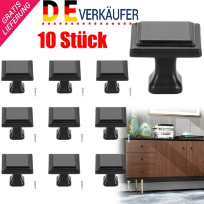 10x Möbelknopf eckig Schubladenknopf Schrankknopf Schwarz Matt Möbelknauf Knopf - Bild 1 von 4
