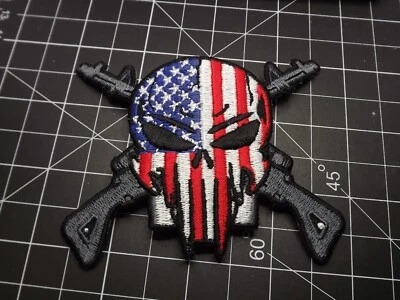СНАЙПЕР ЧЕРЕП С ВИНТОВКАМИ «АМЕРИКАНСКИЙ ФЛАГ» НАШИВКА СОВЕРШЕННО НОВЫЙ УТЮГ - Изображение 1 из 2