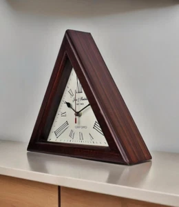 Triangle Wooden Clock Wooden Triangle Wall Clock Wall Decorative 12" - Picture 1 of 6