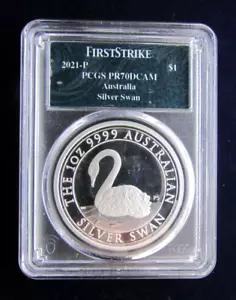 2021-P 1oz Silver Australia Silver Swan First Strike PCGS PR70DCAM - Picture 1 of 2