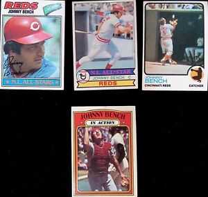 1972-1979 Johnny Bench In Action #434 and others 4 card lot