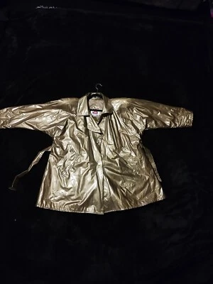Abrigo de lluvia vintage Downtown Wippette Kenn Sporn vinilo trinchera dorado con cinturón años 80 talla M Foto 1 de 4