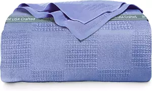 100% Cotton Blanket Twin Size 66X90 - Lightweight Breathable Waffle Weave Therma - Picture 1 of 8
