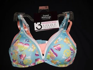 New 3 Set Of Wireless Paded Bras, Size 30A(XS) Tie Dye ,White & Orange. - Picture 1 of 10