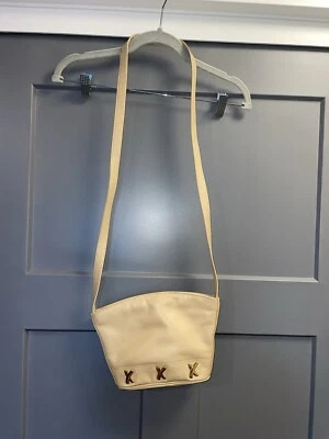 Paloma Picasso ITÁLIA BOLSA DE OMBRO DE COURO GENUÍNO CREME BOLSA DE MÃO CORPO X - Imagem 1 de 4