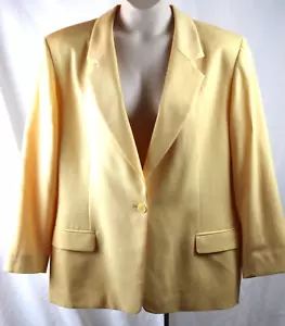 Vtg Pendleton 100% Wool Women Jacket Blazer Size 20W Lemon Yellow 1 Button - Picture 1 of 5