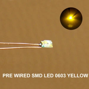 20pcs Pre-wired micro 0.1mm Copper Wire SMD LED 0603 Yellow Light with Resistor - Picture 1 of 10