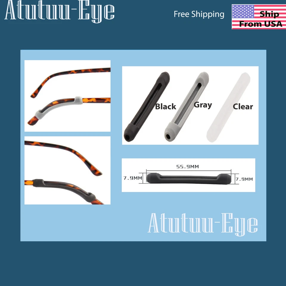 ATUTUU 2 pairs Temple End Tips Anti-slip For Eyeglasses Glasses