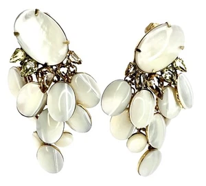 IRADJ Moini Earrings Mother of Pearl Grapes Citrine Topaz Gems Clip gyuhj - Picture 1 of 24