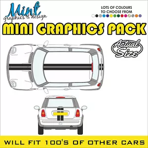 MINI Bonnet, Rear, Roof Stripes Decals Stickers JCW Cooper Clubman Graphics 020 - Picture 1 of 4