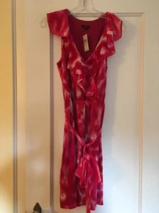 ANN TAYLOR pink tie dye ruffle silk dress -4-NWT! - Picture 1 of 4