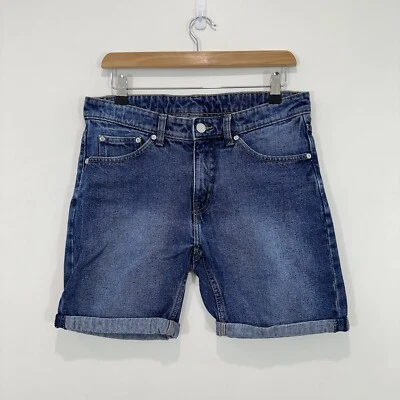 Pantalones Cortos Monday Baratos Hombres 30 Azul Denim Sonic Shorts Encore Azul Dobladillo Enrollado Usado en Excelente Condición Foto 1 de 4