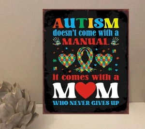 1x Autismo Manual Mamá Cita Placa de Metal Letrero Casa de Regalo Novedad (mt315) - Imagen 1 de 4